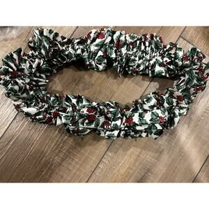 Longaberger Traditional Holly Large Basket Garter Fabric Bow Christmas